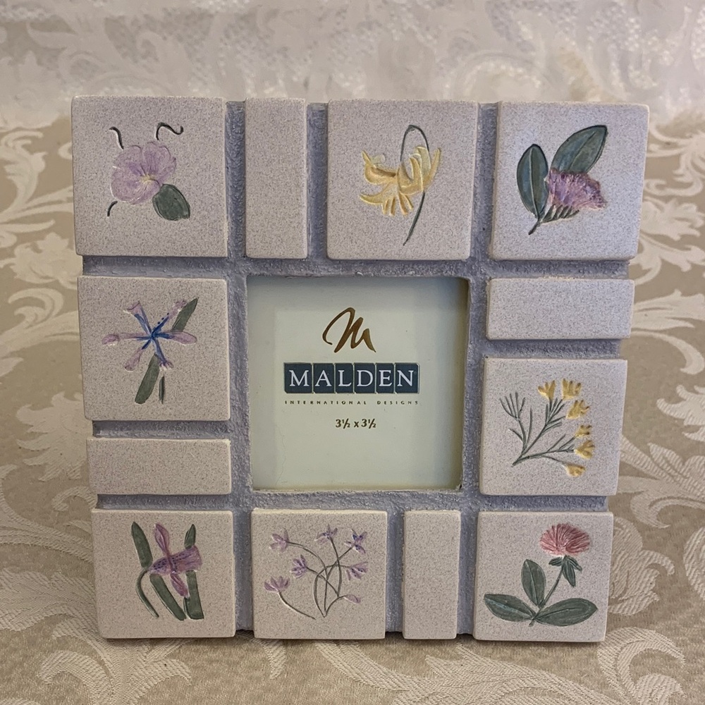 MaldenFloral Tile Block Picture Frame - Cream with hand painted Floral Accents